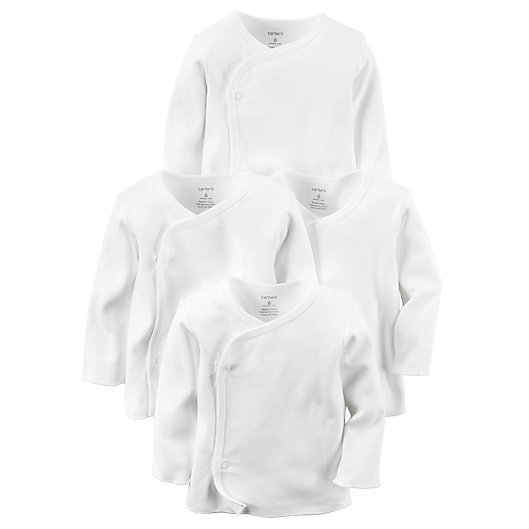 Alternate image 1 for carter's® 4-Pack Long Sleeve Kimono T-Shirts in White