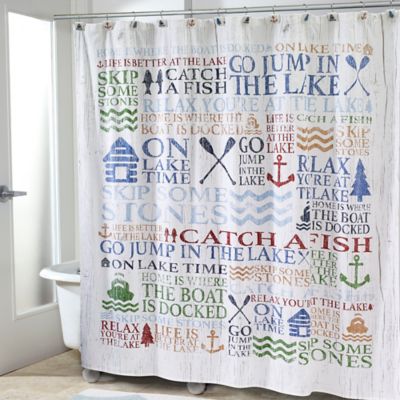 Avanti Lake Words Shower Curtain | Bed 