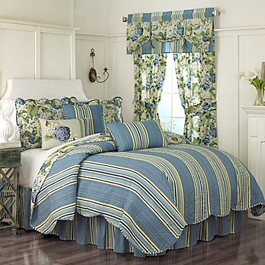 Waverly&reg; Floral Flourish Reversible Quilt Set in Porcelain. View a larger version of this product image.