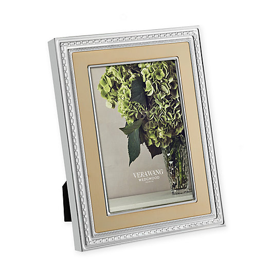 Alternate image 1 for Vera Wang Wedgwood With Love Gold 5-Inch x 7-Inch Picture Frame