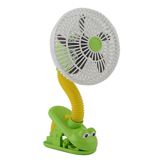 Alternate image 1 for O2COOL® 4-Inch Portable Stroller Clip Fan in Green/Yellow Frog