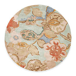Jaipur Blue Collection Floral 6-Foot Round Area Rug in in Blue/Red