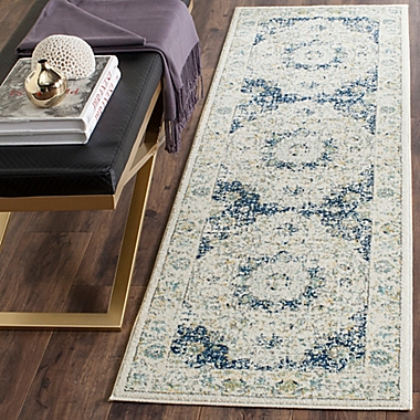 Safavieh Evoke Collection Mirza 2-Foot 2-Inch x 9-Foot Runner in Ivory/Blue. View a larger version of this product image.