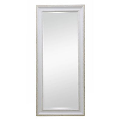 70-Inch x 30-Inch Rectangular Beveled Leaner Mirror in White