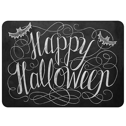Alternate image 1 for The Softer Side by Weather Guard™ Happy Halloween Kitchen Mat in Black/White