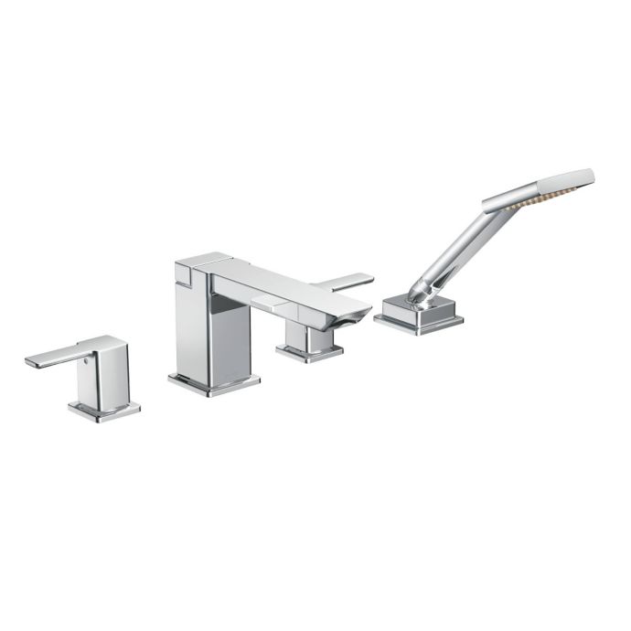 Moen 90 Degree 2 Handle High Arc Roman Tub Bathroom Faucets With