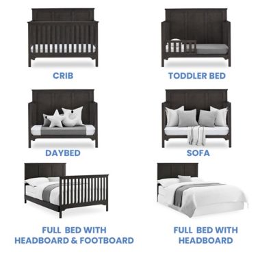 Delta Children Sweet Beginnings Sage Flat Top 6-in-1 Convertible Crib in Stone Grey. View a larger version of this product image.