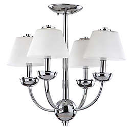 Safavieh Yardley 4-Light Chandelier in Chrome with White Etched Glass Shades