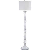 Safavieh Bessie Candlestick Floor Lamp in White with Cotton Shade