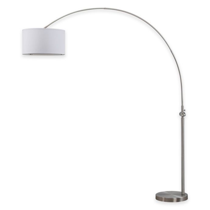 Safavieh Ascella Arc Floor Lamp In Nickel With Cotton Shade Bed