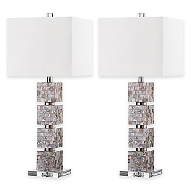 Safavieh Rafferty Shell Mosaic Table Lamps with Square Shades (Set of 2). View a larger version of this product image.