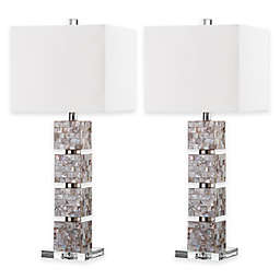 Safavieh Rafferty Shell Mosaic Table Lamps with Square Shades (Set of 2)