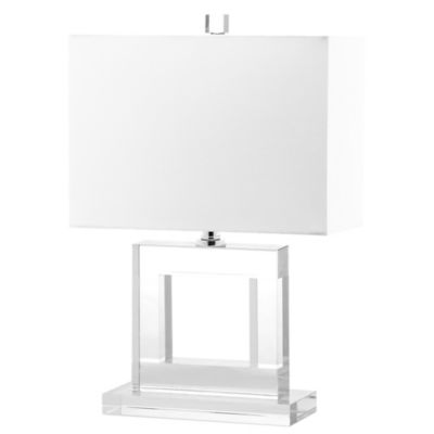Safavieh Town Square Table Lamp in Clear/White with Linen Shade