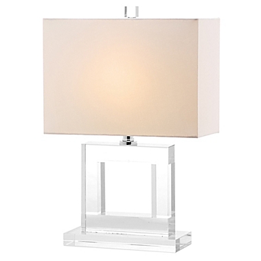 Safavieh Town Square Table Lamp in Clear/White with Linen Shade. View a larger version of this product image.