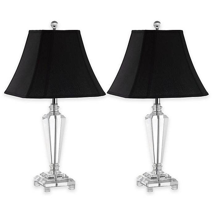 Safavieh Lilly Crystal Table Lamps In, Silver Lamp With Black Shade