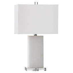 Safavieh Martin 1-Light Rectangular Table Lamp in White with Cotton Shade