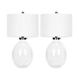 Safavieh Neville 1-Light Hollow Glass Table Lamps with Cotton Shade (Set of 2)