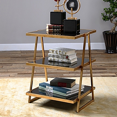 Uttermost Garrity Accent Table in Black Glass. View a larger version of this product image.