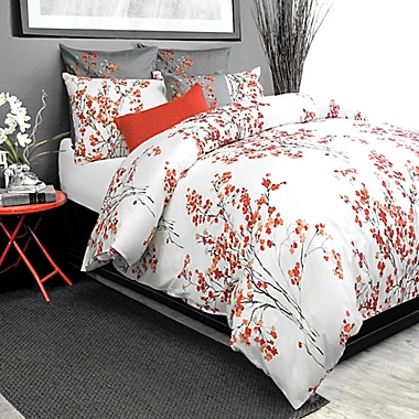 Alamode Home Brielle Duvet Cover in Coral. View a larger version of this product image.
