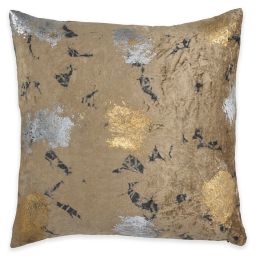 Callisto Home Velvet Metallic Tie Dye Square Throw Pillow in Brown