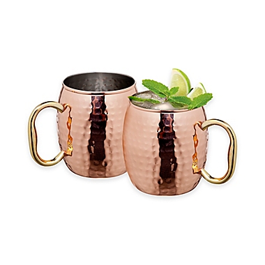 Godinger Hammered Copper Moscow Mule Mugs (Set of 2). View a larger version of this product image.