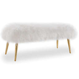 TOV Furniture Churra Sheepskin Bench in Gold/White