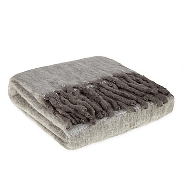 Wamsutta&reg; Collection Faux Mohair Fringe Throw Blanket in Grey. View a larger version of this product image.