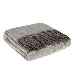 Wamsutta® Collection Faux Mohair Fringe Throw Blanket in Grey