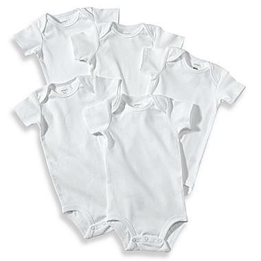 carter&#39;s&reg; Size 3M 5-Pack Cotton Short Sleeve Bodysuits in White. View a larger version of this product image.