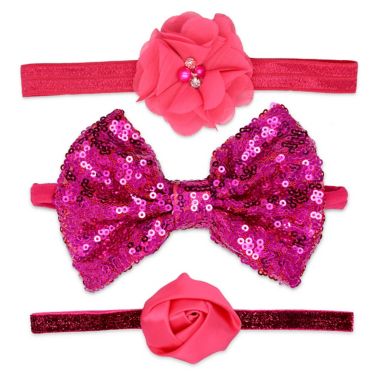 Khristie&reg; 3-Pack Flower, Bow and Rosette Headbands. View a larger version of this product image.