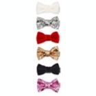 Alternate image 0 for Khristie&reg; 6-Pack Assorted Glitter and Velvet Bow Hair Clips