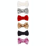 Khristie&reg; 6-Pack Assorted Glitter and Velvet Bow Hair Clips
