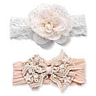 Alternate image 0 for Khristie&reg; 2-Pack Lace and Flower Headbands in Taupe/White