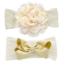 Khristie® 2-Pack Shiny Satin & Lace Headbands in Ivory/Gold
