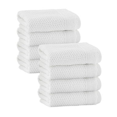 Enchante Home&reg; Veta 8-Piece Washcloth Set in White. View a larger version of this product image.