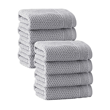 Enchante Home&reg; Veta 8-Piece Washcloth Set in Silver. View a larger version of this product image.