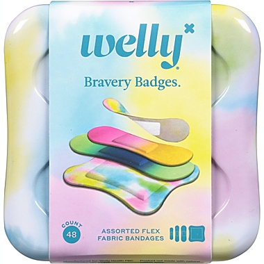 Welly&trade; Bravery Badges 48-Count Standard Flex Fabric Assorted Color Wash Bandages. View a larger version of this product image.