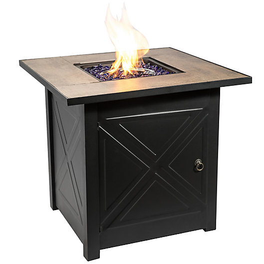 Alternate image 1 for Teamson Home Outdoor Square 29-Inch Steel Ceramic Propane Gas Fire Pit