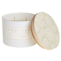 Sand + Fog® Crisp White 12 oz. Jar Candle with Painted Flowers Wood Lid