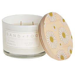 Sand + Fog® Floral Bamboo 12 oz. Jar Candle with Painted Daisy Wood Lid in White