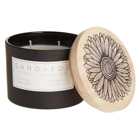 Sand Fog Vanilla Tobacco Matte Candle with Wooden Lid 12 oz. 2-Wick 