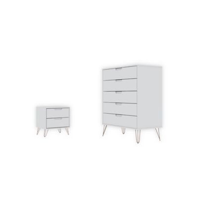Manhattan Comfort&copy; Rockefeller Tall Dresser and Nightstand Set in White