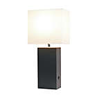 Alternate image 1 for Elegant Designs Leather Table Lamp with Fabric Shade