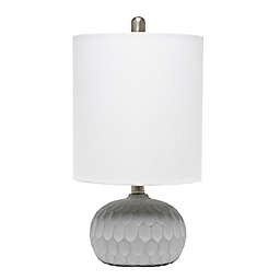 Lalia Home Concrete Thumbprint Table Lamp in White with Fabric Shade