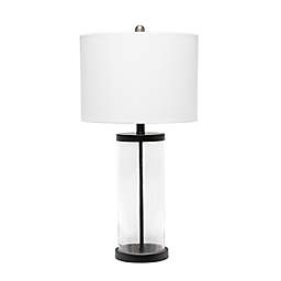 Entrapped Glass Table Lamp in Black/White with Shade