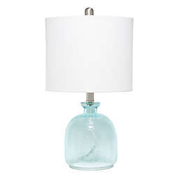Mercury Table Lamp in Blue/White with Linen Shade
