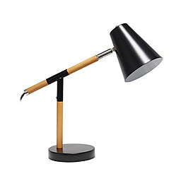Simple Designs Wooden Pivot Desk Lamp with Metal Shade