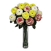 Nearly Natural 18-Inch Fancy Rose Silk Flower Arrangement with Vase
