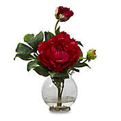 Nearly Natural&trade; 13.5-Inch Silk Peony Floral Arrangement with Fluted Vase