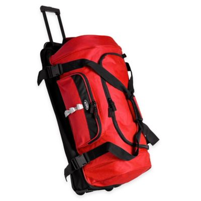 red rolling duffle bag